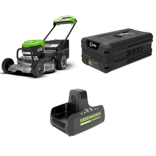 Greenworks LM221S газонокосилка аккумуляторная с АКБ G82B5 (2 шт) и ЗУ G82C2 в комплекте