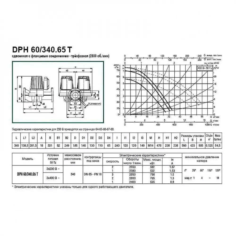 Насос циркуляционный промышленный DAB DPH 60/340.65 T, 505954622