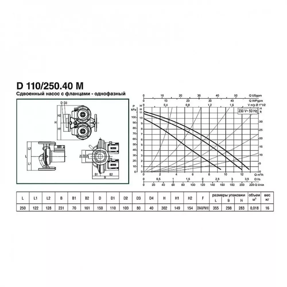 Насос циркуляционный бытовой DAB D 110/250.40 M, 505828001